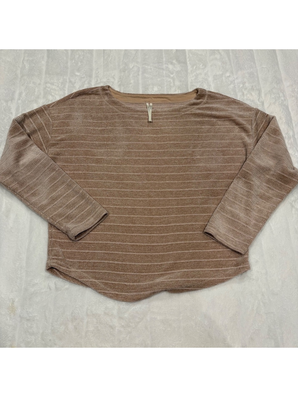 Anthropologie Cozy Brown Striped Pullover Sweater Women Large Polyester